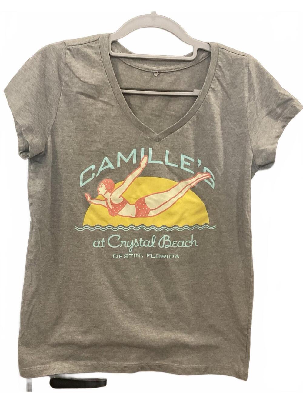 Womens V Neck Short Sleeve Gray  Destin , Fl  Tee Size Small